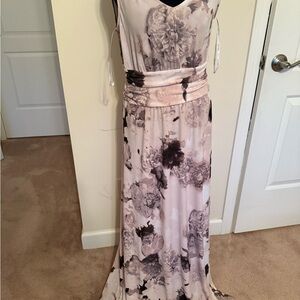 Calvin Klein Floral Maxi Dress in dusty pink and black